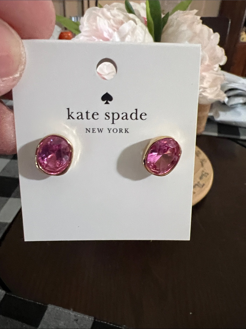 New kate spade Pink Crystal Round Stud Earrings for Kids